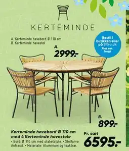 Bilka Kerteminde havebord Ø 110 cm med 4 Kerteminde havestole tilbud