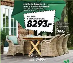Bilka Marbella havebord med 6 Rimini havestole tilbud