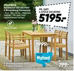 Bilka Rosenborg havebord 130 cm med 4 Rosenborg havestole tilbud