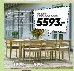 Bilka Lugo havebord med 6 Lugo havestole tilbud