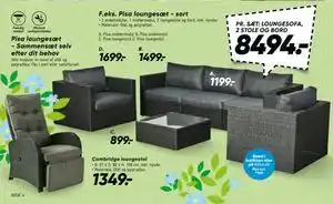 Pisa loungesæt - sort