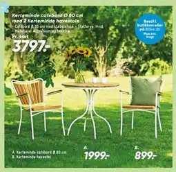 Bilka Kerteminde cafébord Ø 80 cm med 2 Kerteminde havestole tilbud