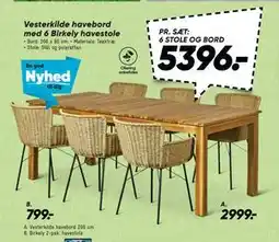 Bilka Vesterkilde havebord med 6 Birkely havestole tilbud