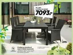 Bilka Canberra havebord med 6 Wells havestole tilbud