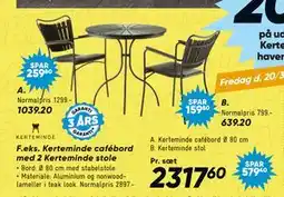 Bilka Kerteminde cafébord med 2 Kerteminde stole tilbud