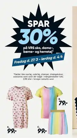 Bilka SPAR. 30% på VRS sko, dame-, børne- og herretøj tilbud
