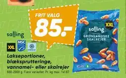 Bilka Lakseportioner. blæksprutteringe. vannamei- eller skalrejer tilbud
