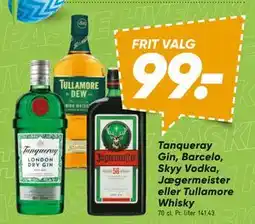 Bilka Tanqueray Gin, Barcelo, Skyy Vodka, Jægermeister eller Tullamore Whisky tilbud