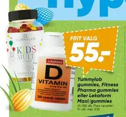 Bilka Yummylab gummies, Fitness Pharma gummies eller Leka form Maxi/gummies tilbud