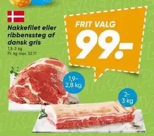 Bilka Nakkefilet eller ribbenssteg af dansk gris tilbud
