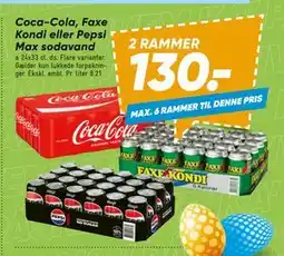 Bilka Coca-Cola, Faxe Kondi eller Pepsi Max sodavand tilbud