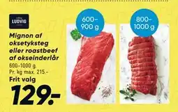Bilka Mignon af oksetyksteg eller roastbeef af okseinderlår tilbud