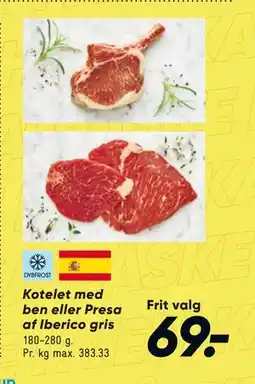 Bilka Kotelet med ben eller Presa af Iberico gris tilbud