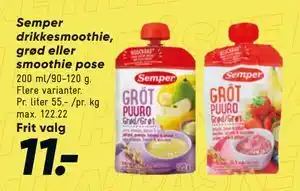 Bilka Semper drikkesmoothie, grød eller smoothie pose tilbud