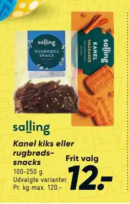 Bilka Kanel kiks eller rugbrødssnacks tilbud