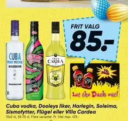 Bilka Cuba vodka, Dooleys likør, Harlegin, Soleima, Sismofytter, Flügel eller Villa Cardea tilbud