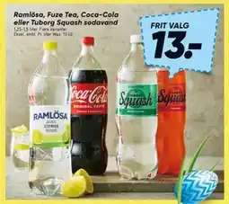Bilka Ramlösa, Fuze Tea, Coca-Cola eller Tuborg Squash sodavand tilbud