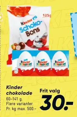 Bilka Kinder chokolade tilbud