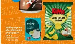 Bilka Salling dip mix eller KiMs mini chips poser tilbud
