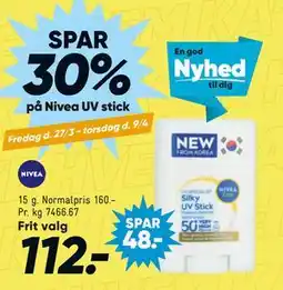Bilka SPAR. 30%. på Nivea UV stick tilbud