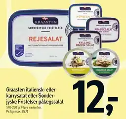 Føtex Graasten italiensk- eller karrysalat eller Sønderjyske Fristelser pålægssalat tilbud