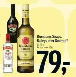Føtex Brøndums Snaps, Baileys eller Smirnoff tilbud