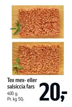 Føtex Tex mex- eller salsiccia fars tilbud
