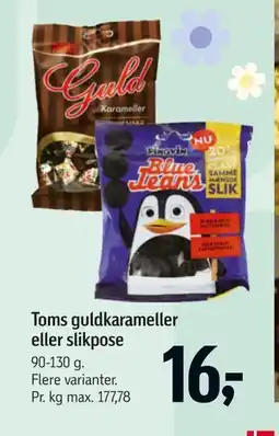 Føtex Toms guldkarameller eller slikpose tilbud