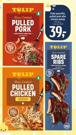 Føtex Tulip spareribs, pulled pork eller chicken kebab tilbud