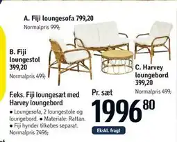 Føtex Fiji loungesæt med Harvey loungebord tilbud