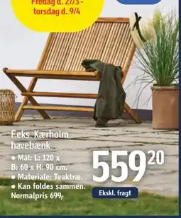 Føtex Kærholm havebænk tilbud