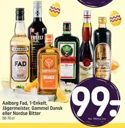 REMA 1000 Aalborg Fad, 1-Enkelt, Jägermeister, Gammel Dansk eller Nordsø Bitter tilbud