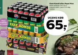 SuperBrugsen Faxe Kondi eller Pepsi Max (24 x 33 cl) tilbud
