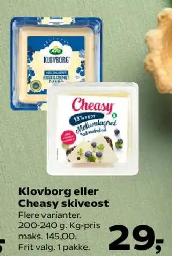 SuperBrugsen Klovborg eller Cheasy skiveost tilbud