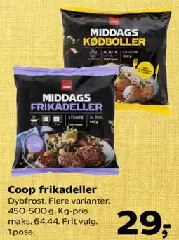 SuperBrugsen Coop frikadeller / middagsfrikadeller tilbud