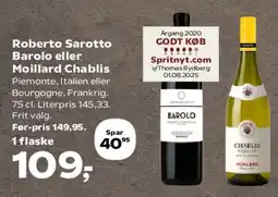 SuperBrugsen Roberto Sarotto Barolo eller Moillard Chablis tilbud