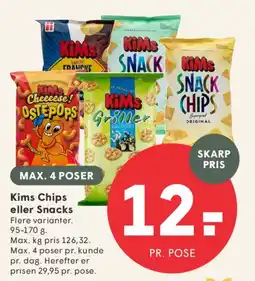 SPAR Kims Chips eller Snacks tilbud