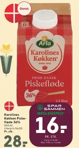 SPAR Arla Karolines Køkken Piskefløde tilbud