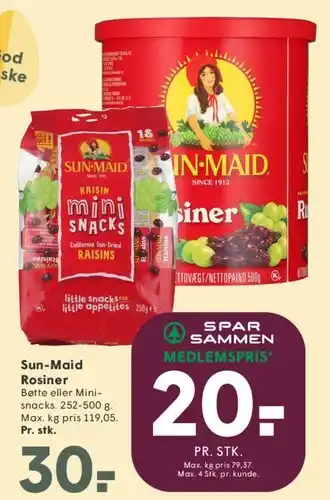 SPAR Sun‑Maid Rosiner tilbud