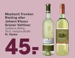 SPAR Maybach Trocken Riesling eller Johann Klauss Grüner Veltliner tilbud