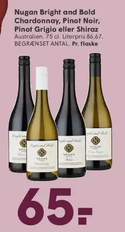 SPAR Nugan Bright and Bold Chardonnay, Pinot Noir, Pinot Grigio eller Shiraz tilbud