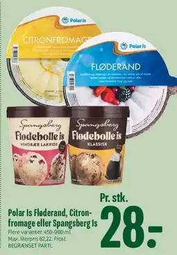 Min Købmand Polar Is / Spangsbergs Is (Fløderand, Citronfromage, Flødebolle is) tilbud