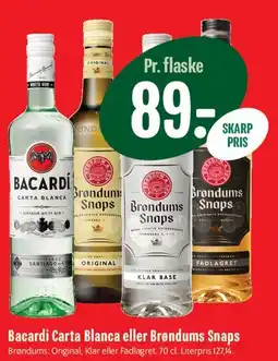 Min Købmand Bacardi Carta Blanca eller Brøndums Snaps tilbud
