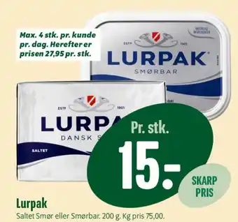 Min Købmand Lurpak (Saltet Smør eller Smørbar) tilbud