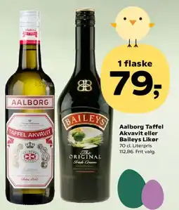 Kvickly Aalborg Taffel Akvavit eller Baileys Likør tilbud