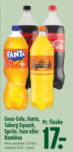 Min Købmand Coca‑Cola, Fanta, Tuborg Squash, Sprite, Fuze eller Ramlösa tilbud
