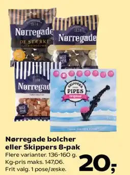 Kvickly Nørregade bolcher eller Skippers 8-pak tilbud