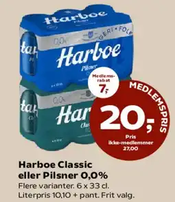 Kvickly Harboe Classic eller Pilsner 0,0% tilbud