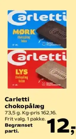 Kvickly Carletti chokopålæg tilbud