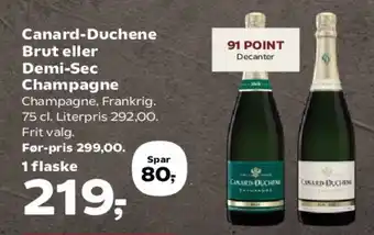 Kvickly Canard-Duchene Brut eller Demi-Sec Champagne tilbud